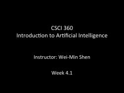 CSCI 360 Introduc1on to Ar1ficial Intelligence
