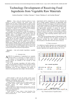 Technology Development of Receiving Food Ingredients from