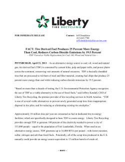 FACT: Tire Derived Fuel Produces 25 Percent More Energy Than