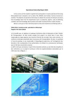 Operational Internship Report 2015