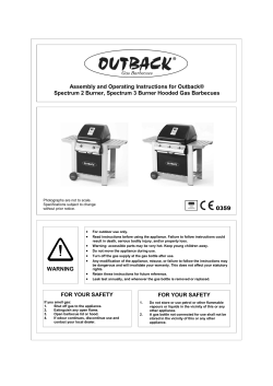 Assembly and Operating Instructions for Outback&reg; Spectrum 2
