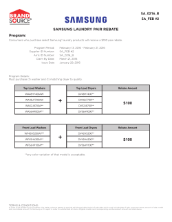 Program: SAMSUNG LAUNDRY PAIR REBATE $100 $100