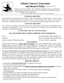 Atlantic Nursery Guarantee and Return Policy