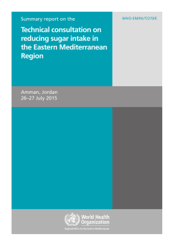 Technical consultation on reducing sugar intake in the Eastern