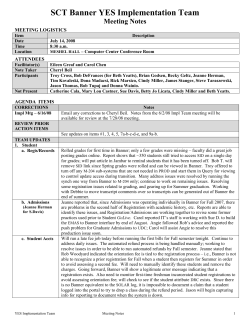 SCT Banner YES Training Team