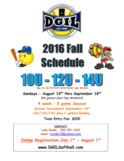 4 week – 8 game Season Online Registration July 1st