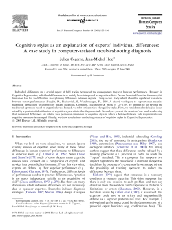 Cognitive styles as an explanation of experts` individual differences