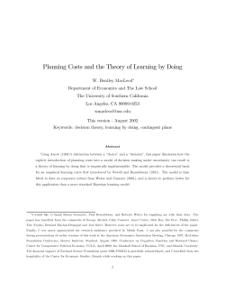 Planning Costs and the Theory of Learning by Doing