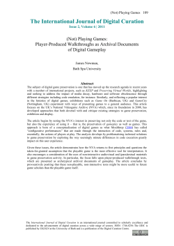 Playing Games - International Journal of Digital Curation