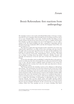 Brexit Referendum: first reactions from anthropology Forum