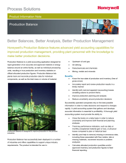 Production Balance PIN - Honeywell Process Solutions