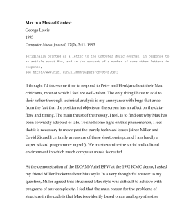 Max in a Musical Context