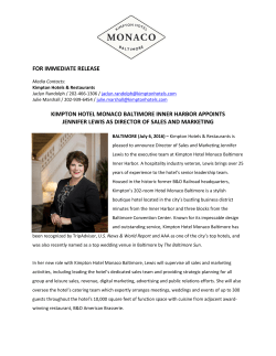 Kimpton Hotel Monaco Baltimore Appoints Jennifer Lewis as