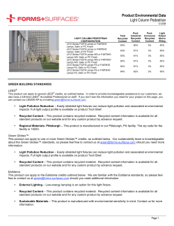 Product Environmental Data Light Column Pedestrian