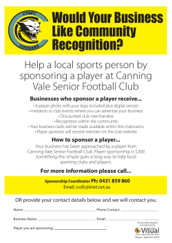 Sponsor A Player - Canning Vale Senior Football Club