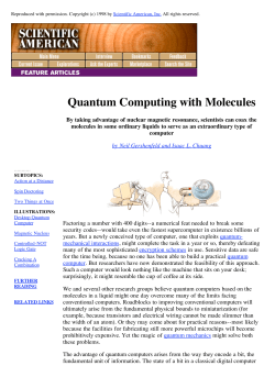 Quantum Computing with Molecules