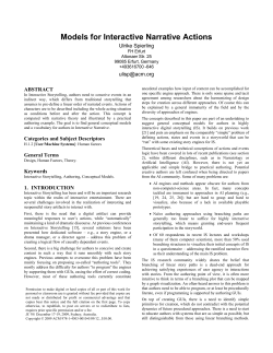 Models for Interactive Narrative Actions