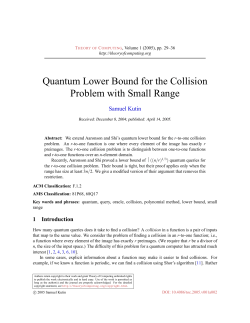 Quantum Lower Bound for the Collision Problem with Small Range