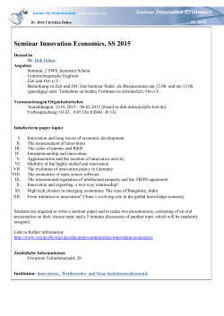 Seminar Innovation Economics, SS 2015