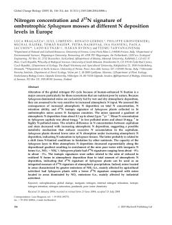 Nitrogen concentration and &delta;15N signature of ombrotrophic