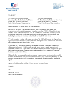 May 26, 2017 The Honorable Markwayne Mullin The Honorable