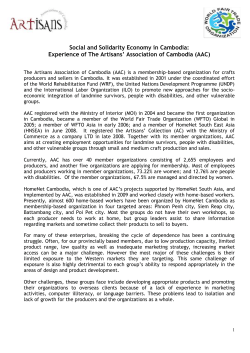 Social and Solidarity Economy in Cambodia: Experience of The