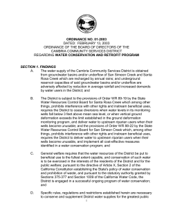 Cambria Water Conservation Retrofit Ordinance