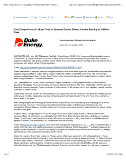 Duke Energy Invests in `GreenTrees` to