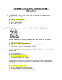 Revision Sheet(grade 5 science)quarter 2 (2016/2017)
