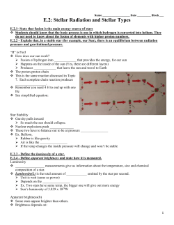 E.2: Stellar Radiation and Stellar Types