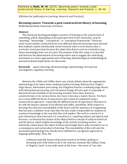 Becoming aware: Towards a post-‐constructivist theory of learning