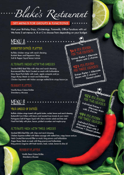 Function Set Menus - Blakes Restaurant Castle Hill