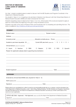 medical school doctor of medicine long leave of absence form