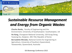 Sustainable Resource Management and Energy from Organic Wastes