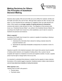 The Principles of Substitute Decision-Making