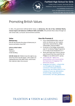 Promoting British Values - Fairfield High School for Girls