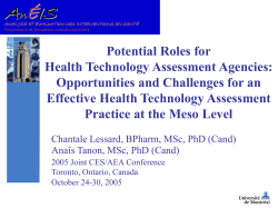 Overview Health technology assessment (HTA)