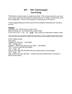 37 - POS ``Communiqué`` Cost Pricing