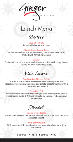 Starters Main Course Dessert