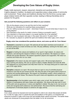 Developing the Core Values of Rugby Union.