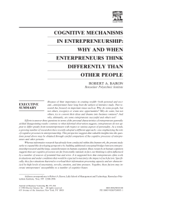 cognitive mechanisms in entrepreneurship