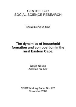 CENTRE FOR SOCIAL SCIENCE RESEARCH The dynamics of