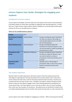 Lecture Capture User Guide: Strategies for engaging your students