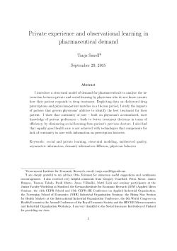 Private experience and observational learning in pharmaceutical