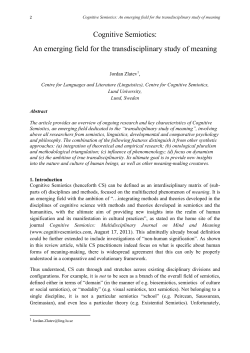 Cognitive Semiotics: An emerging field for the transdisciplinary study