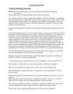 OXYGEN SERVICING 1. General Maintenance Precautions NOTE