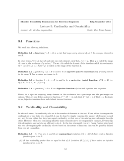Lecture 3: Cardinality and Countability 3.1 Functions 3.2 Cardinality