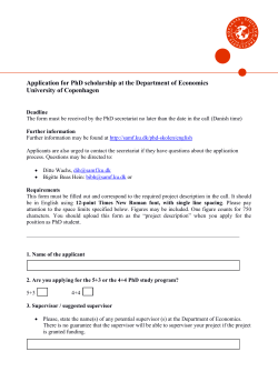 Application for PhD scholarship at the Department of Economics