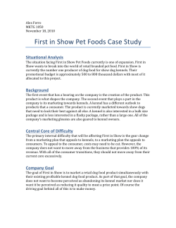 First in Show Pet Foods Case Study - Alex Ferro