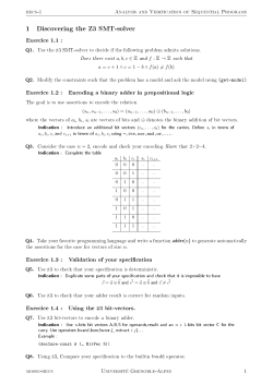 1 Discovering the Z3 SMT-solver - HECS1 Analysis and verification